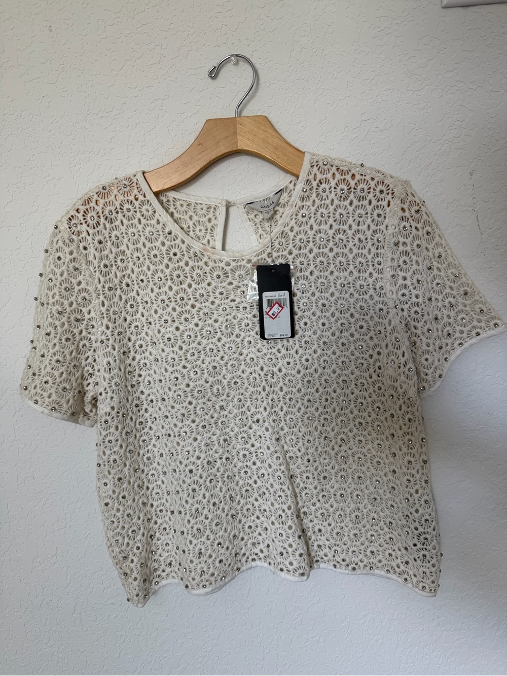 Circo Crochet Lace Short Sleeve Top - Cream